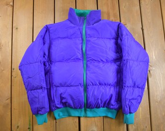 Vintage 1990s Columbia Sportswear Reversible Puffer Jacket / 80s
