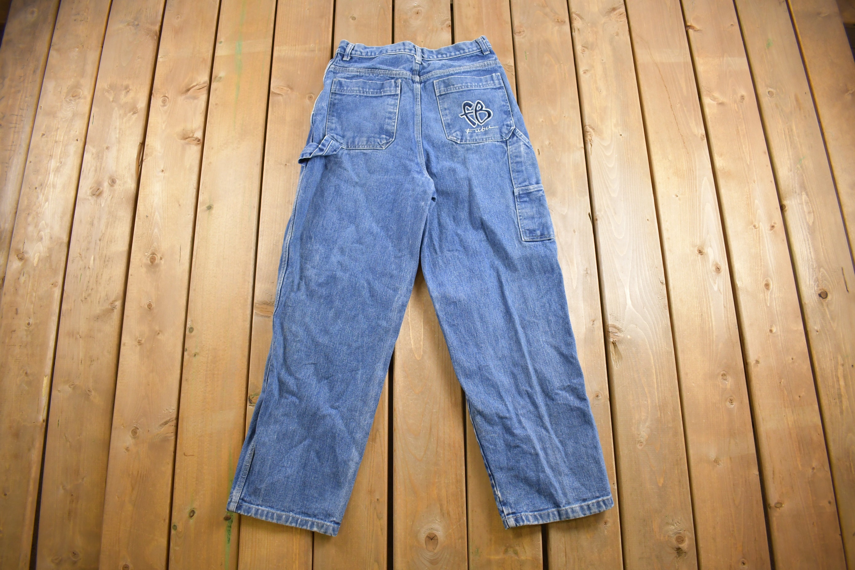 Vintage 1990s Fubu Denim Jeans Size 28 X 27.5 Carpenter Fubu