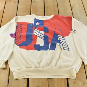 Vintage 1980s Adidas USA Olympics Crewneck Sweatshirt Men's XL / Color Block / Souvenir / RARE