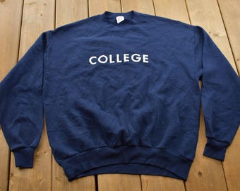 Vintage 1990s College Graphic Collegiate Crewneck Sweatshirt / Jerzeez Crewneck/ Sportswear / Made In USA / Heavy Weight / College