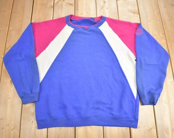 Vintage 1990s Color Block Sport Crewneck Sweatshirt / 90s Crewneck / Essential / Streetwear / 90s Blank