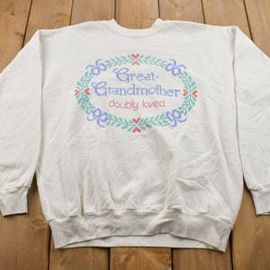 Vintage 1990s Great Grandmother "Doubly Loved" Cute Crewneck / 90s Crewneck / Grandma Sweater / Streetwear / Made In USA / Animal Theme
