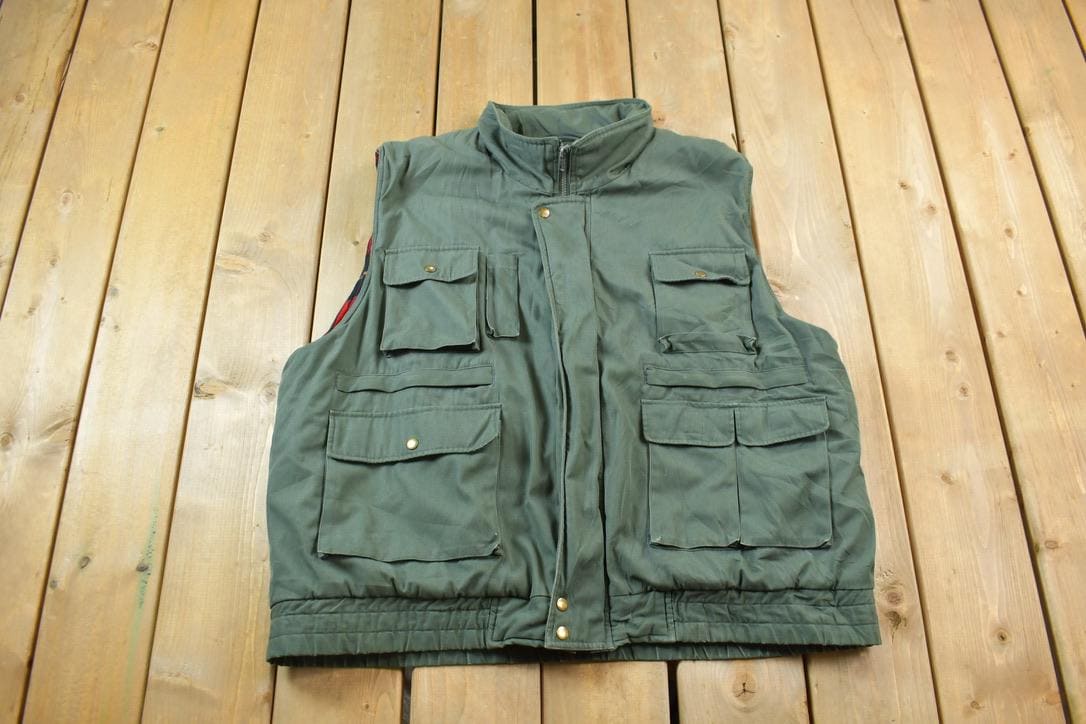 Gilet De Chasse Vintage Wood Stream, Coton Marron, Taille M, Années 50