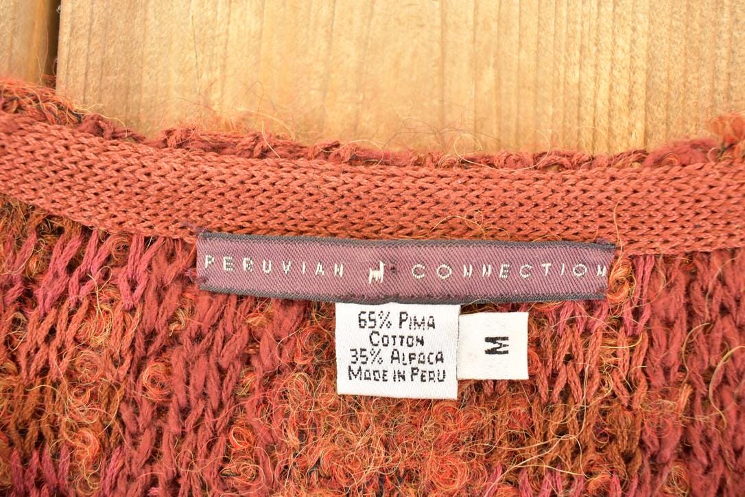Vintage 1990s Peruvian Connection Abstract Knit Cardigan Sweater Women ...
