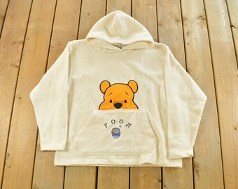 Vintage 1990s Pooh Bear Disney Fleece Hoodie Sweater Women's M / Vintage Mickey Mouse Sweatshirt / Disneyland Cartoon