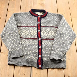 Vintage 1970s L.L. Bean Women&#39;s Apres Ski Norwegian Button Up Wool Sweater