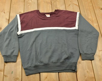 Vintage 1990s Color Block Crewneck Sweatshirt / 90s Crewneck / Made In USA / Essential / Streetwear / 90s Blank / Colour Block