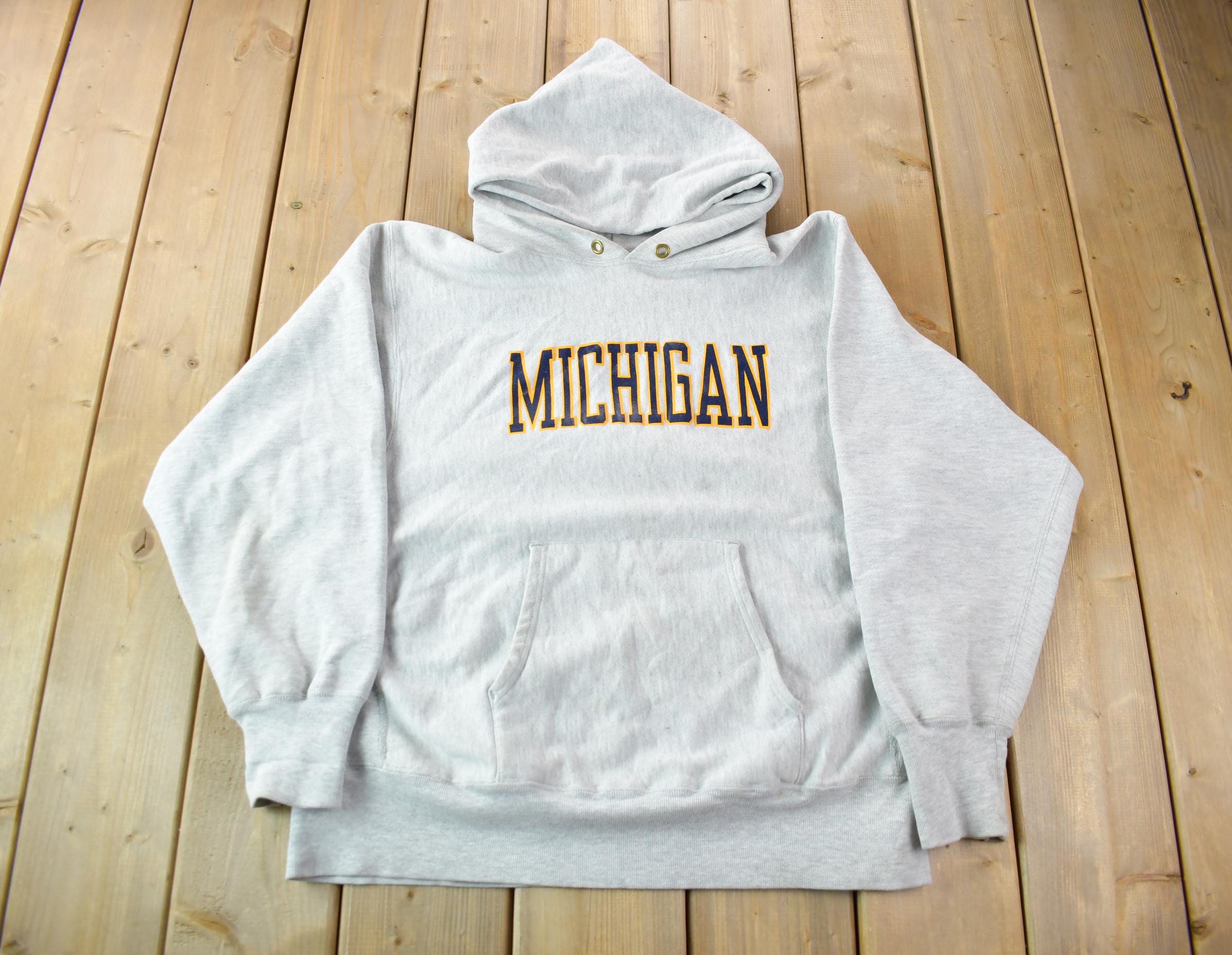 Vintage 1980s University of Michigan Champion Reverse Weave Warmup 