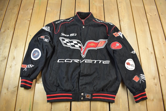 Vintage 1990s Jeff Hamilton Corvette Chevrolet Racing Jacket
