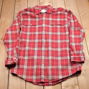 Vintage 1990s Carhartt Button Up Shirt / Plaid Pattern Print / Outdoors & Wilderness / Casual Wear / Workwear / 90s Carhartt Shirt