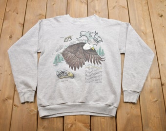 Vintage 1990s North American Bald Eagle Crewneck / Souvenir / Vintage Sweatshirt / Outdoorsman / Wilderness Sweatshirt / Made In USA / Bird