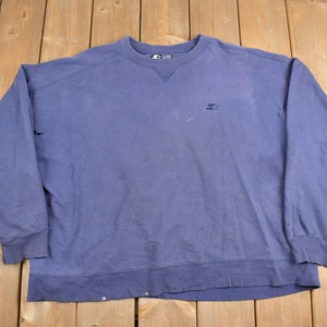 Vintage 1990s Blank Navy Blue Starter Crewneck Sweatshirt / 90s Crewneck / Vintage Starter / Essential / Streetwear / 90s Blank