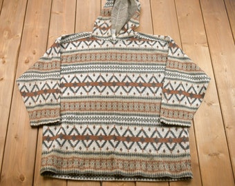 Vintage 1990's Aztec Graphic / 90s Hoodie / Vintage Sweater / Full Zip / 80s / 90s / Athletic Pull Over / Aztec Print
