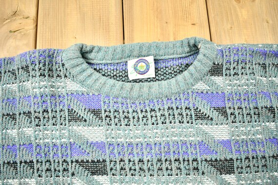 Vintage 1990s 3D Knit Abstract Pattern Crewneck S… - image 3