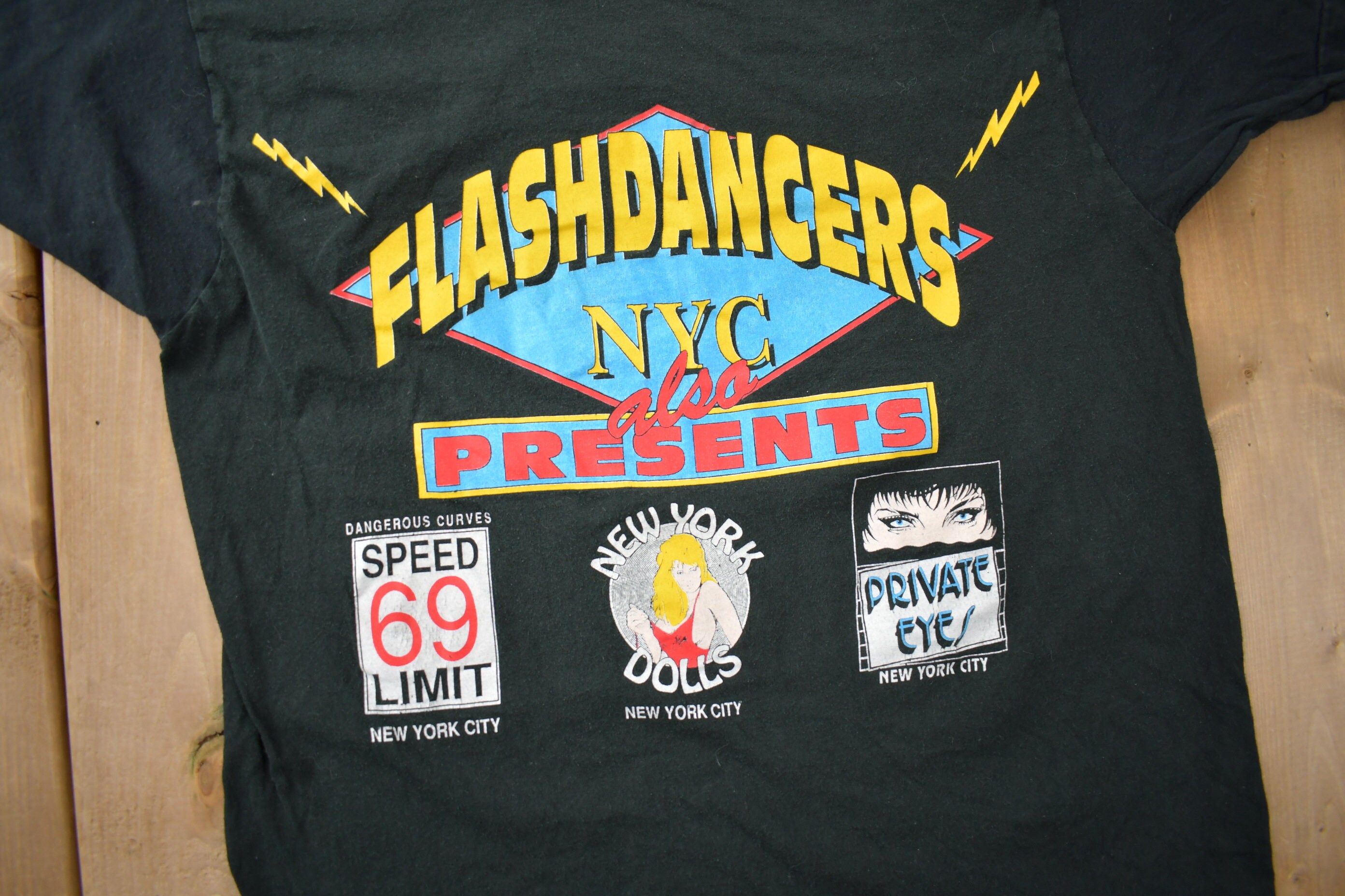 Vintage 1990s Flash Dancers NYC Graphic T Shirt / New York Dolls 
