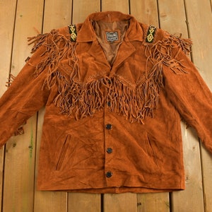 Vintage 1990s Genuine Leather Western Fringe Jacket / Fall Outerwear Leather Coat / Made in USA / Brown Jacket / Western Fringe / Tassle