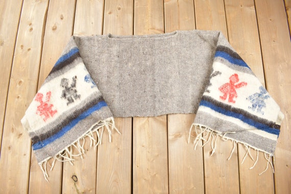 Vintage 1960s Mexican Rug Knit Poncho / South Wes… - image 1