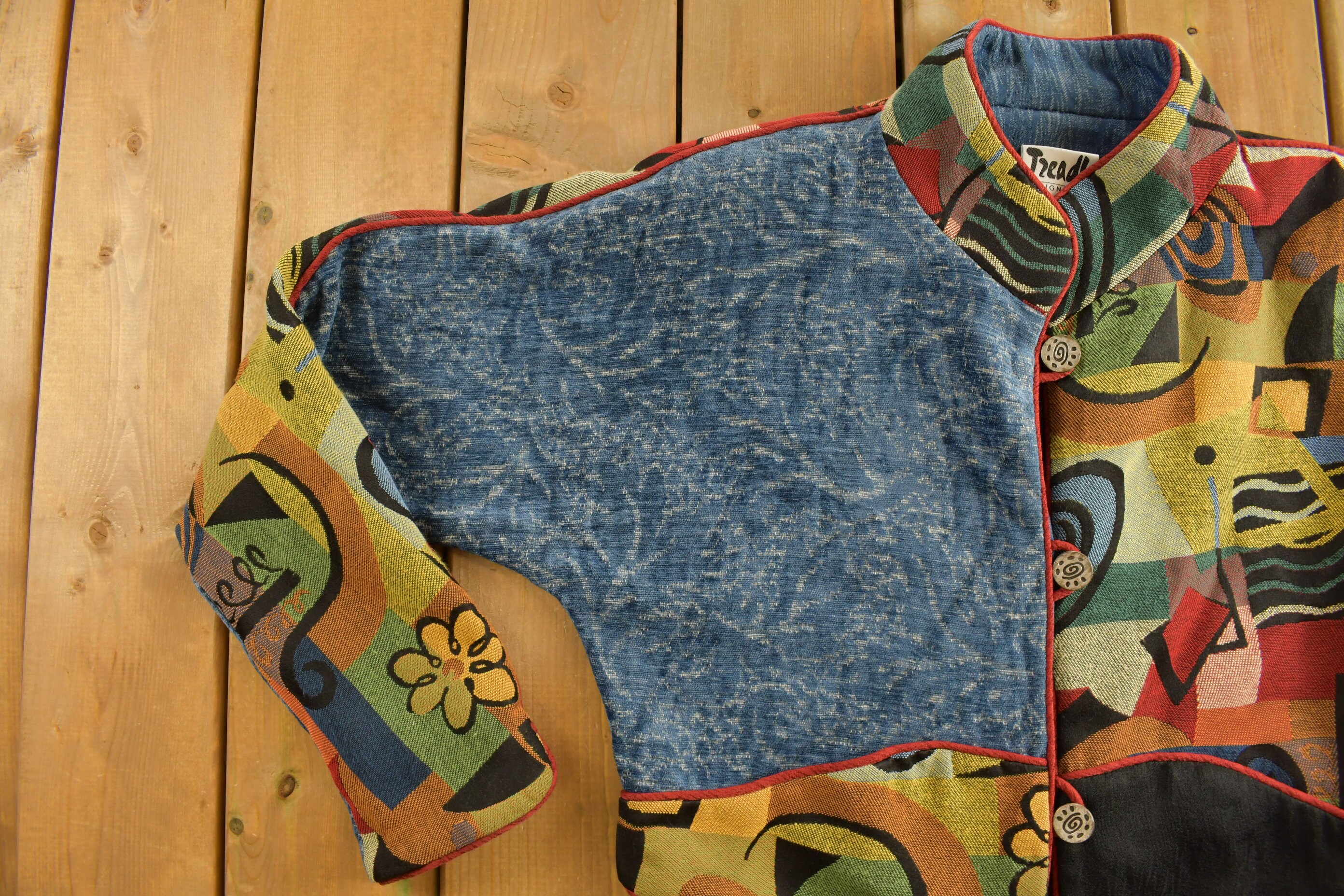 Vintage 1980s Women's Tzeadle Patchwork Button up Jacket