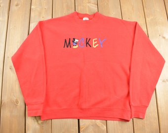 Vintage 1990s Mickey Mouse Crewneck Sweatshirt / 90s Crewneck / Made in USA / Embroidered / Streetwear / 90s Mickey Mouse