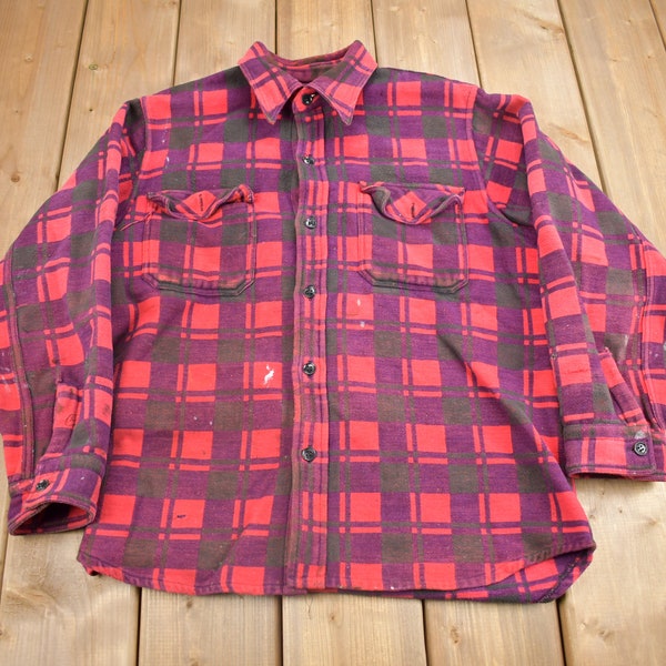 Vintage 1960s Champion Button Up Plaid Flannel Trucker Shirt / Vintage Champion / True Vintage / Canadian Vintage / Vintage Champion