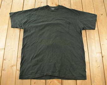 Vintage 1990s BVD Blank Pocket T-Shirt Men's 2XL / Streetwear / Single Stitch / Made In USA / 90s Basic Tee