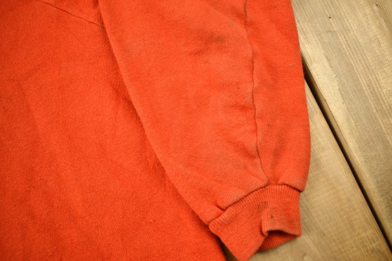 Vintage 1960s Blank Orange Raglan Mockneck Sweats… - image 4