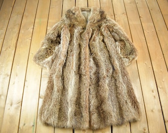 Vintage 1970s Coyote Long Coat / Made In Canada / True Vintage / Full Length Fur Coat / Multi Color / Authentic Fur