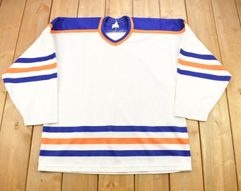 Vintage 1990s Edmonton Oilers Colorway Blank Hockey Jersey / Sportswear / Athleisure / Vintage Oilers / Streetwear / Made In Canada