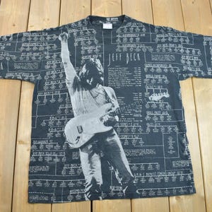 Vintage 1995 Jeff Beck Anthology All Of Over Print Band Tee / Made in USA / Single Stitch / All Sport / AOP