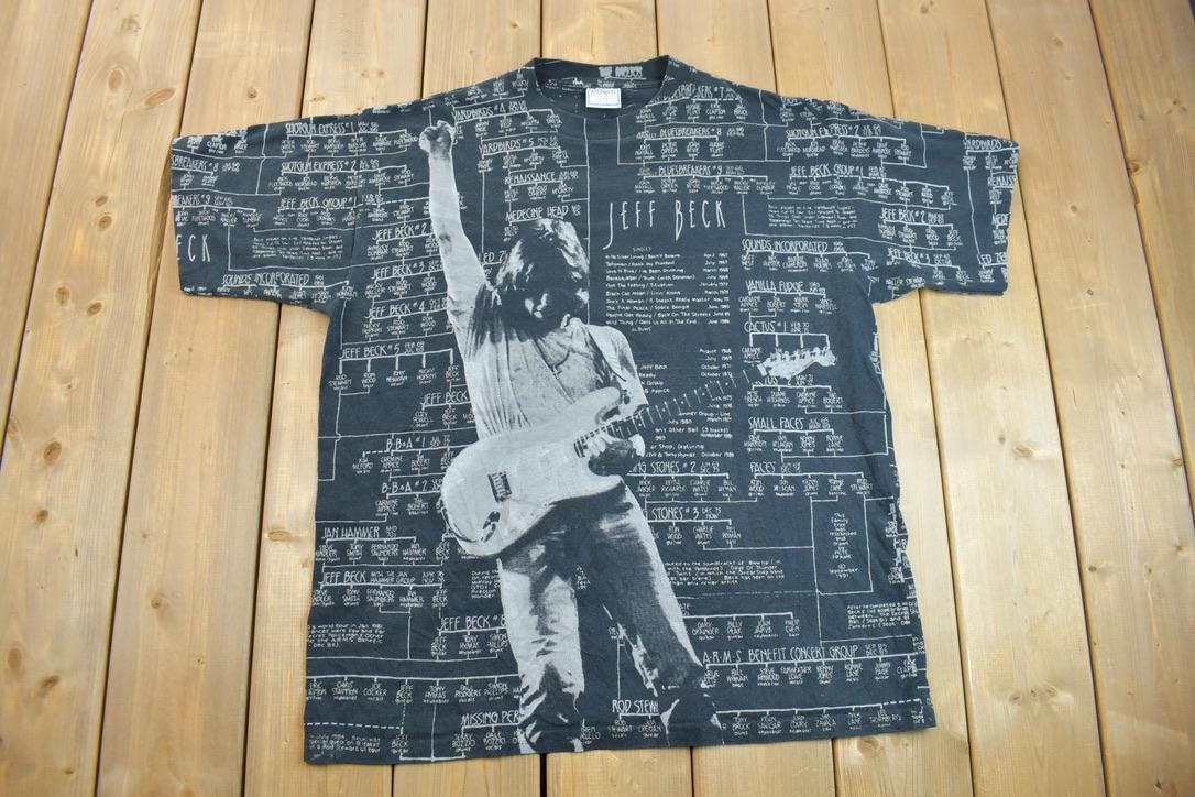 【ヴィンテージ】JEFF BECK ON TOUR T 1989 Jeff Beck Guitar Shop Concert T-Shirt - Size Large
