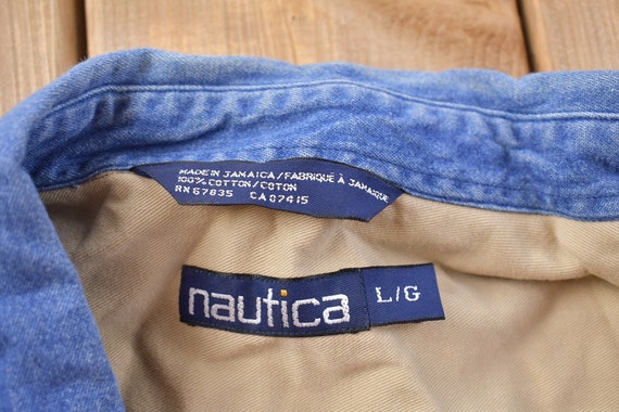 Vintage 1990s Blank Nautica Denim Collar Button U… - image 3