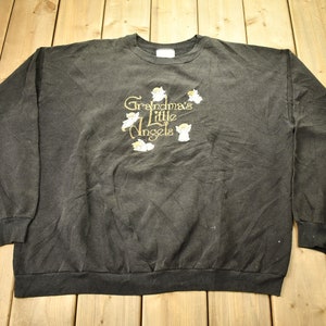 Vintage 1990s Grandmas Little Angels Embroidered Cute Crewneck Sweater / 90s Crewneck / Grandma Sweater / American Streetwear / Made In USA