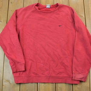 Vintage 1990s Red Nike Embroidered Mini Swoosh Crewneck Sweatshirt / Vintage Nike / Sportswear / Streetwear / Athleisure / Gray Tag