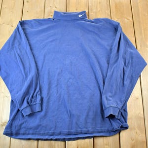 Vintage 1990s Nike Embroidered Mini Swoosh Turtleneck Light Sweatshirt / 90s Nike / 90s Crewneck / Streetwear
