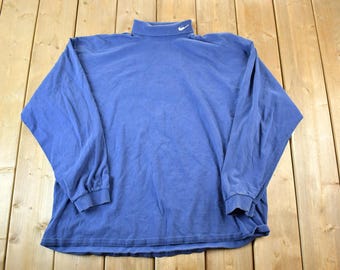 Vintage 1990s Nike Embroidered Mini Swoosh Turtleneck Light Sweatshirt / 90s Nike / 90s Crewneck / Streetwear