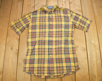 Vintage Sir Pendleton original Surf Brand Short Sleeve Yellow Plaid Button Up Shirt / Lightweight Flannel / Pendleton Shirt