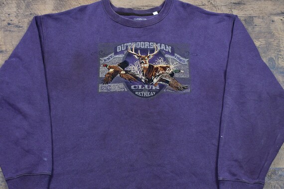 Vintage 1990s Outdoorsman Club Crewneck / Purple … - image 3