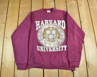 Vintage 1990s Harvard University Collegiate Crewneck Men's M-L / College Sweatshirt / 90s Sweater