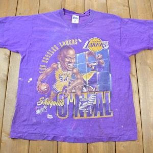 Vintage 1990s Los Angeles Lakers NBA Shaquille O&#39;Neal Graphic T-Shirt / NBA Basketball / Shaq / Sportswear / Pro Player / Made In USA