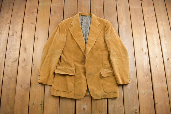 Vintage 1970s Corduroy Blazer Button Up Shirt / M… - image 1