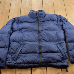 Vintage 1990s Alpine Design Puffer Jacket / Goose Down Fill / Vintage Bubble Jacket / Winter / Streetwear / Navy Puffer