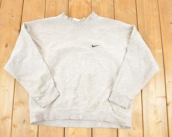 Vintage 1990s Nike Embroidered Mini Swoosh Sweatshirt Mens M / 90s Nike Sweater / Athletic Streetwear