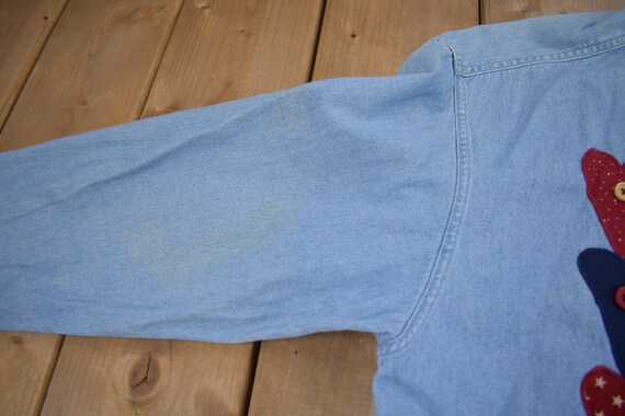 Vintage 1990s Cute Patchwork Denim Button Up Shir… - image 4