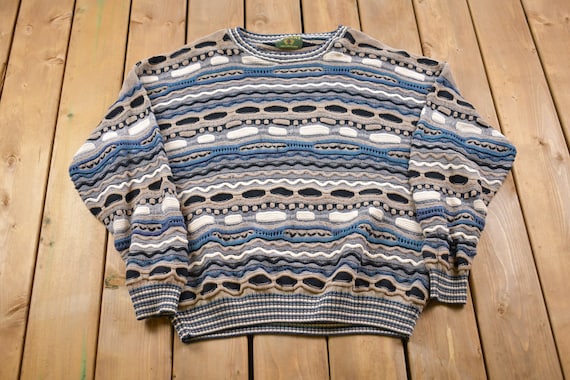 Vintage 1990s Tosani 3D Colored Cable Knit Crewneck Sweater / - Etsy