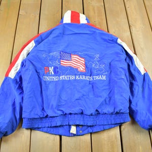 Vintage 1990s United States Karate Team Jacket / Embroidered / Made In USA / King Louie