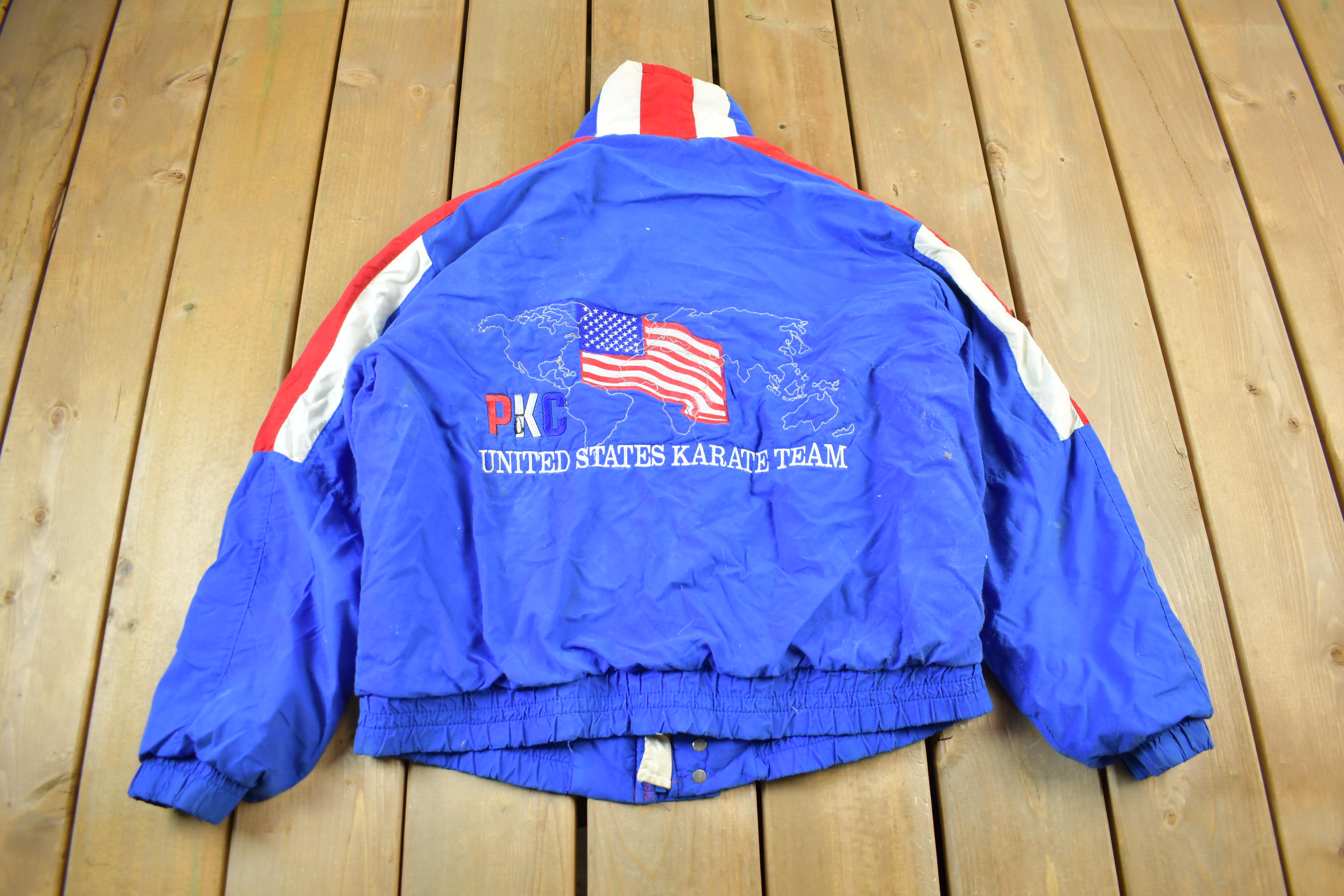 80s KARATE-DOJO ジャケット M / ビンテージ スーベニア 功夫 Vintage 1990s United States Karate Team Jacket / Embroidered