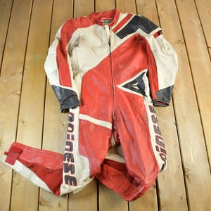 Vintage 1980s Dainese Crono Suit Motorcycle Racing Uniform Coveralls Men's 52 / 90s Leather Motorcycle Jacket / Moto Leather Coat bild 3