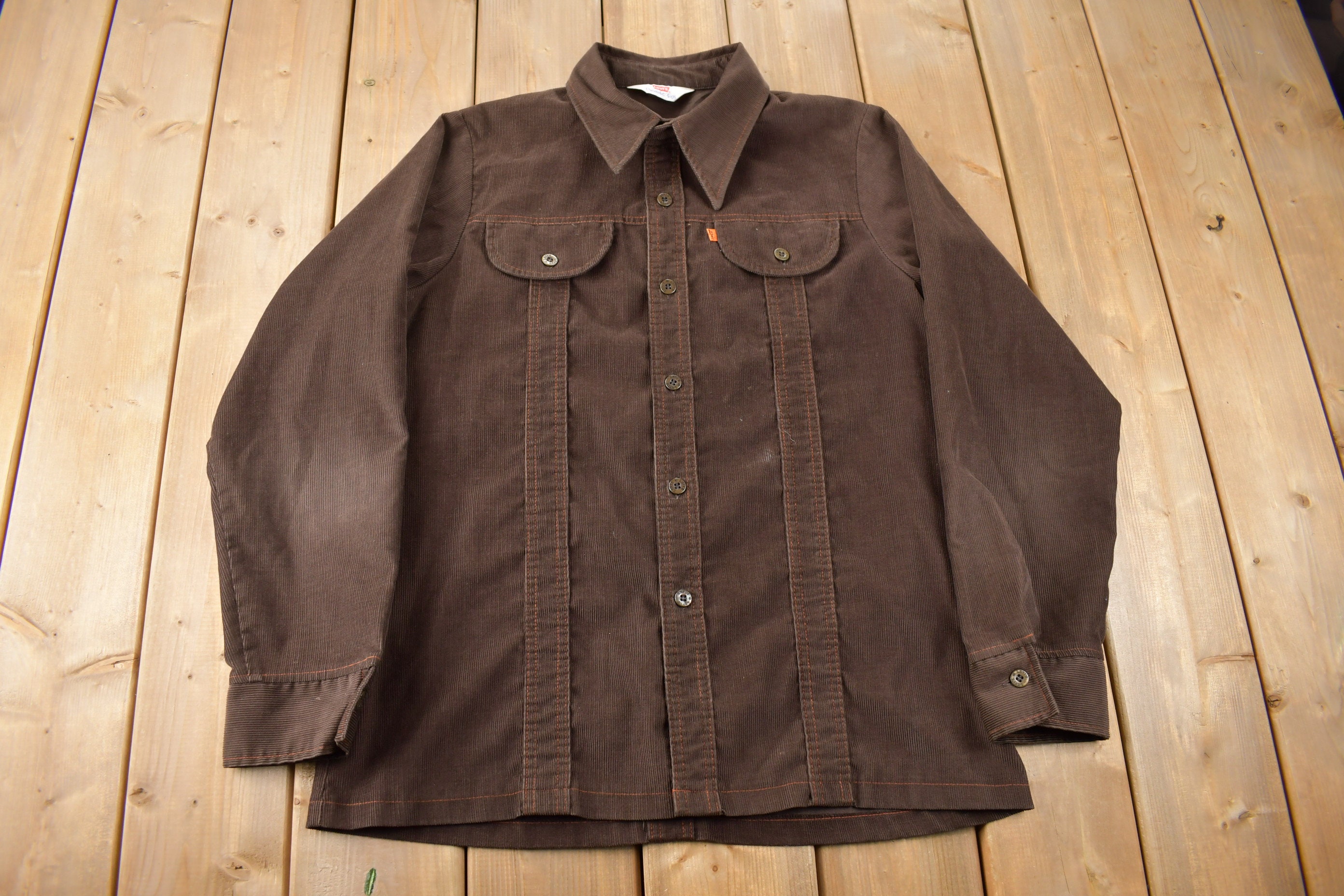 Vintage 1970s Levi's Panatela Tops Western Style Corduroy Button