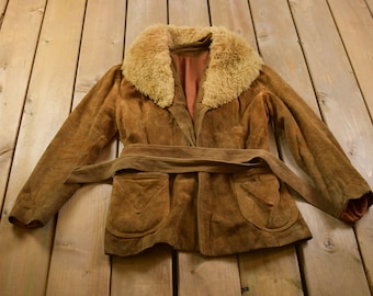 Vintage 1960s Fur Collar Leather Jacket Fall Outerwear Leather