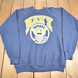 Vintage 1980s United States Navy Graphic Raglan Sweatshirt / 80s Crewneck / Souvenir / Military Sweater / Made in USA